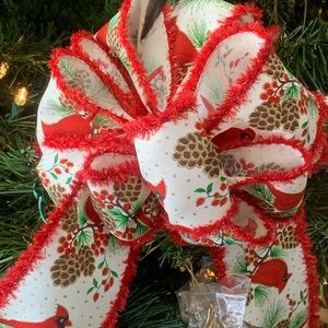 Three pack of handmade Red Cardinal Christmas bows